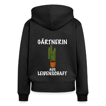 Gärtnerin - Frauen Premium Bio Zip Hoodie - Schwarz - Hinten - Julia (174cm)