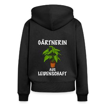 Gärtnerin - Frauen Premium Bio Zip Hoodie - Schwarz - Hinten - Julia (174cm)
