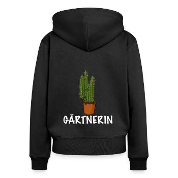 Gärtnerin Shirt - Frauen Premium Bio Zip Hoodie - Schwarz - Hinten - Julia (174cm)