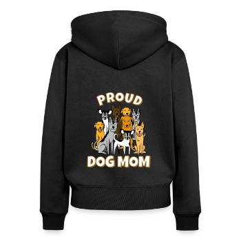 Hunde Mama - Frauen Premium Bio Zip Hoodie - Schwarz - Hinten - Julia (174cm)