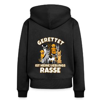 Hunde Adoption geretteter Hund - Frauen Premium Bio Zip Hoodie - Schwarz - Hinten - Julia (174cm)