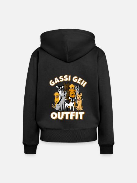 Hunde Gassi gehen - Frauen Premium Bio Zip Hoodie - Schwarz