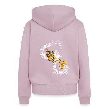 Trompete - Frauen Premium Bio Zip Hoodie - Altrosa - Hinten - Julia (174cm)