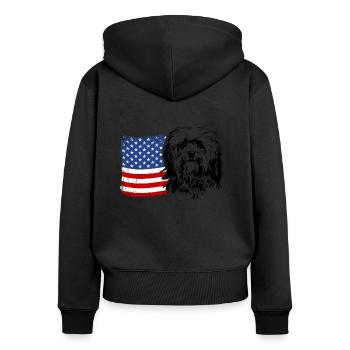 Havanese America Flag Dog Dogs Wilsigns - Women's Premium Organic Zip Hoodie - black - Back - Julia (174cm)