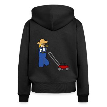 Jardinière avec tondeuse à gazon - Sweat à capuche zippé Premium bio Femme - noir - Dos - Julia (174cm)