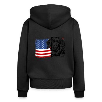 Hovawart America Flag Dog Dogs Wilsigns - Women's Premium Organic Zip Hoodie - black - Back - Julia (174cm)