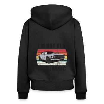 I'm Not Old I'm Classic Retro Sunset Muscle Car - Women's Premium Organic Zip Hoodie - black - Back - Julia (174cm)