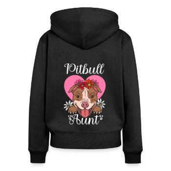 Tante Pitbull - Sweat à capuche zippé Premium bio Femme - noir - Dos - Julia (174cm)
