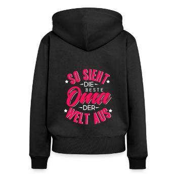 Die beste Oma der Welt - Frauen Premium Bio Zip Hoodie - Schwarz - Hinten - Julia (174cm)