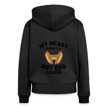 Mon cœur appartient au cadeau hot-dog lover - Sweat à capuche zippé Premium bio Femme - noir - Dos - Julia (174cm)