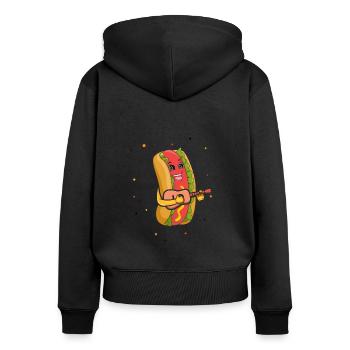 Guitariste Guitare Hot Dog Musicien Guitare Hotdog - Sweat à capuche zippé Premium bio Femme - noir - Dos - Julia (174cm)