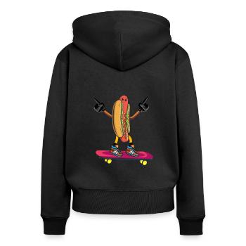 Hot Dog Skateboarder Skateboard skateboarding skateboard - Women's Premium Organic Zip Hoodie - black - Back - Julia (174cm)