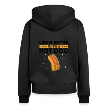 Hot dog adore la saucisse de pomme de terre hot-dog - Sweat à capuche zippé Premium bio Femme - noir - Dos - Julia (174cm)