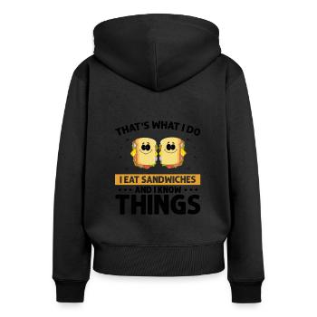 Sandwich Love and Scientist Cheese Food - Women's Premium Organic Zip Hoodie - black - Back - Julia (174cm)