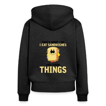 Sandwich Love and Scientist Cheese Food - Women's Premium Organic Zip Hoodie - black - Back - Julia (174cm)