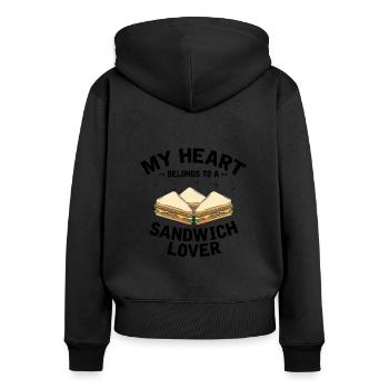 Mein Herz gehört Sandwich Liebhaber Geschenk - Frauen Premium Bio Zip Hoodie - Schwarz - Hinten - Julia (174cm)