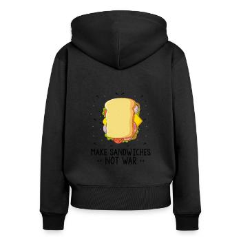Sandwich Macher Grillen Papa BBQ Sandwich - Frauen Premium Bio Zip Hoodie - Schwarz - Hinten - Julia (174cm)