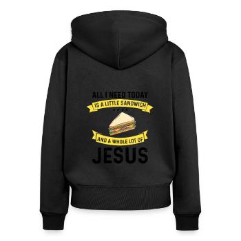 Jesus and Sandwich God Christ Christian - Women's Premium Organic Zip Hoodie - black - Back - Julia (174cm)