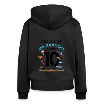 Future zooologist Birthday 10 Ten years - Women's Premium Organic Zip Hoodie - black - Back - Julia (174cm)