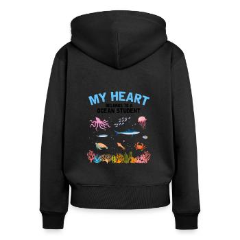 Heart belongs to a marine biologist - Women's Premium Organic Zip Hoodie - black - Back - Julia (174cm)