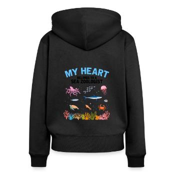 Heart belongs to marine zoologist Marine Biology Sea - Women's Premium Organic Zip Hoodie - black - Back - Julia (174cm)