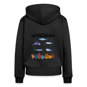 Offizieller Cetologe Cetologie Meeresbiologe Meer - Frauen Premium Bio Zip Hoodie - Schwarz - Hinten - Julia (174cm)
