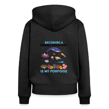 Whale Ocean Marine Biologist Marine Biology - Women's Premium Organic Zip Hoodie - black - Back - Julia (174cm)