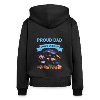Proud Dad Marine Biologist Marine Biology Sea - Women's Premium Organic Zip Hoodie - black - Back - Julia (174cm)