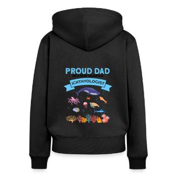 Proud Papa Ichthyologist Marine Biologist Ocean Sea - Women's Premium Organic Zip Hoodie - black - Back - Julia (174cm)