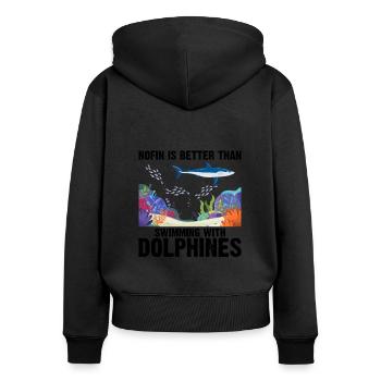 Avec les dauphins Nage Dauphin Océan Mammifère marin - Sweat à capuche zippé Premium bio Femme - noir - Dos - Julia (174cm)