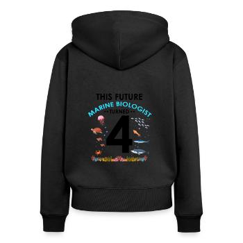 Biologie marine Fête d’anniversaire Anniversaire 4 Quatre - Sweat à capuche zippé Premium bio Femme - noir - Dos - Julia (174cm)