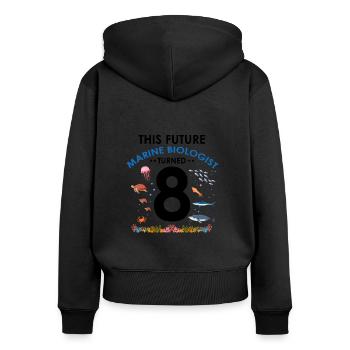 Marine Biology Birthday Party 8 Years Eight - Women's Premium Organic Zip Hoodie - black - Back - Julia (174cm)