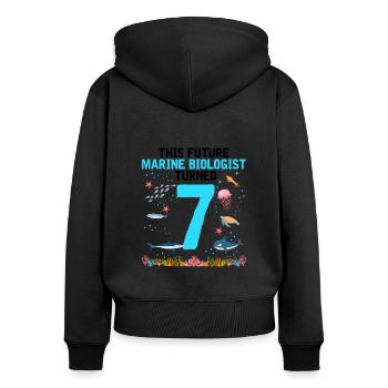 Marine Biology Birthday Party 7 Years Seven - Women's Premium Organic Zip Hoodie - black - Back - Julia (174cm)