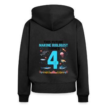 Biologie marine Fête d’anniversaire Anniversaire 4 Quatre - Sweat à capuche zippé Premium bio Femme - noir - Dos - Julia (174cm)