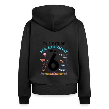 Zooologist Marine Biologist Birthday Party 6 Years - Women's Premium Organic Zip Hoodie - black - Back - Julia (174cm)