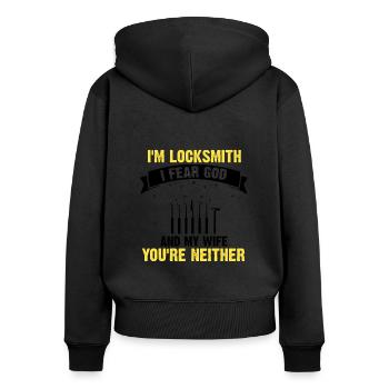 Lockpicking Expert Déverrouillage Service Lock Papa - Sweat à capuche zippé Premium bio Femme - noir - Dos - Julia (174cm)