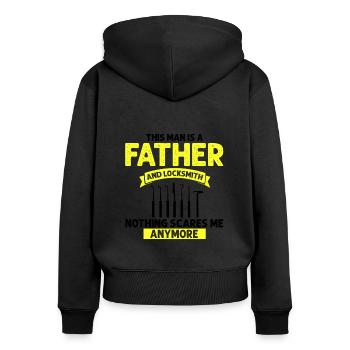 Lockpicking Expert Déverrouillage Service Lock Papa - Sweat à capuche zippé Premium bio Femme - noir - Dos - Julia (174cm)