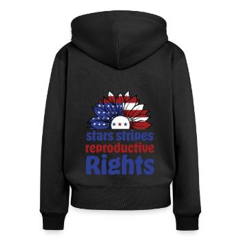 Stars Stripes Droits reproductifs Femmes 4 juillet - Sweat à capuche zippé Premium bio Femme - noir - Dos - Julia (174cm)
