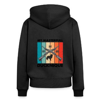 Funny Duck Hunting Design Hunters Hunting Ducks Design - Women's Premium Organic Zip Hoodie - black - Back - Julia (174cm)