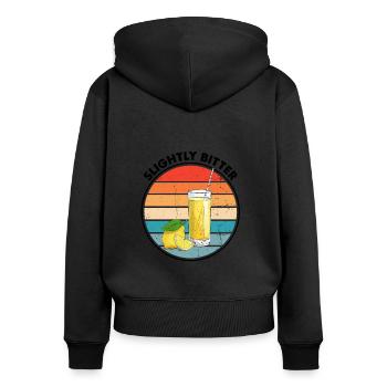 Zitronen Design Limonaden Stand Boss Lemon Verkauf - Frauen Premium Bio Zip Hoodie - Schwarz - Hinten - Julia (174cm)