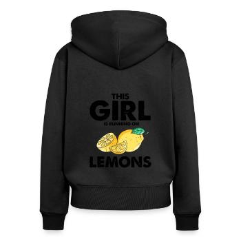 Lemonade Zitrone Limonade Limonaden Stand Design - Frauen Premium Bio Zip Hoodie - Schwarz - Hinten - Julia (174cm)