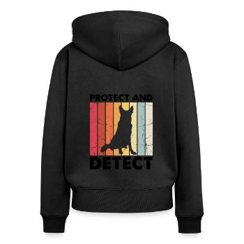 Militär Design Polizei Hund Deutscher Schäfer - Frauen Premium Bio Zip Hoodie - Schwarz - Hinten - Julia (174cm)