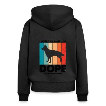 Militär Design Polizei Hund Deutscher Schäfer - Frauen Premium Bio Zip Hoodie - Schwarz - Hinten - Julia (174cm)