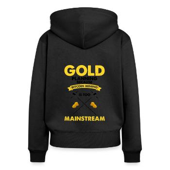 Goldwaschen Goldsucher Goldschüfer Design - Frauen Premium Bio Zip Hoodie - Schwarz - Hinten - Julia (174cm)