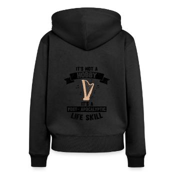 Conceptions de joueurs de harpe pour les conceptions de joueurs de harpe - Sweat à capuche zippé Premium bio Femme - noir - Dos - Julia (174cm)