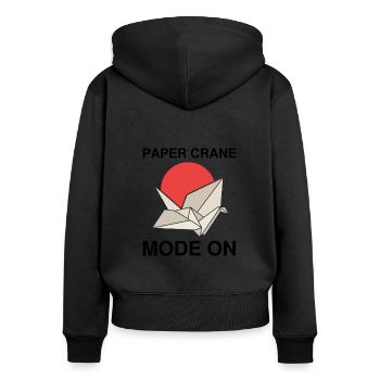 Conception d'origami japonais et origami kirigami - Sweat à capuche zippé Premium bio Femme - noir - Dos - Julia (174cm)