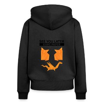 Conception d'origami Kirigami coloré - Sweat à capuche zippé Premium bio Femme - noir - Dos - Julia (174cm)