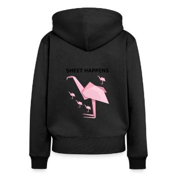 Conception d'origami japonais et origami kirigami - Sweat à capuche zippé Premium bio Femme - noir - Dos - Julia (174cm)