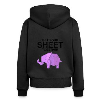 Japanese Origami Design and Kirigami Origami - Women's Premium Organic Zip Hoodie - black - Back - Julia (174cm)