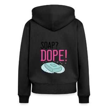 Conception de fabrication de savon pour les conceptions de fabricants de savon - Sweat à capuche zippé Premium bio Femme - noir - Dos - Julia (174cm)